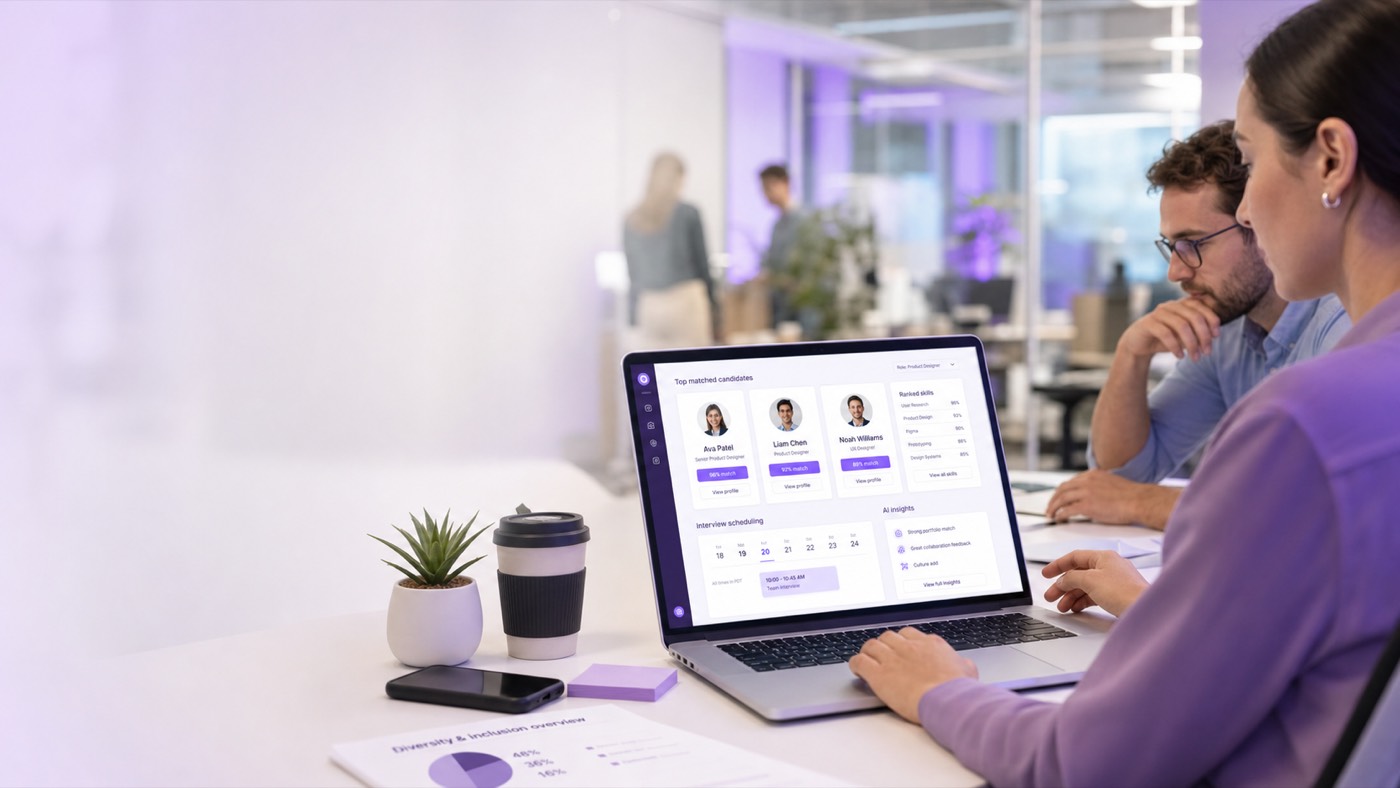 Team using a modern hiring dashboard
